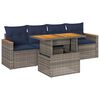 vidaXL 5-tlg. Garten-Sofagarnitur mit Kissen Grau Poly Rattan