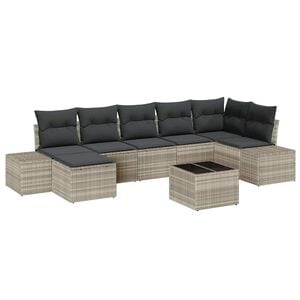 vidaXL Gartensofa-set mit Kissen 8 pcs Hellgrau Poly-Rattan