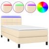 vidaXL Boxspringbett mit Matratze & LED Creme 80x200 cm Stoff
