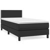vidaXL Boxspringbett mit Matratze Schwarz 90x200 cm Kunstleder