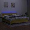 vidaXL Boxspringbett mit Matratze & LED Gr&uuml;n 180x200 cm Stoff