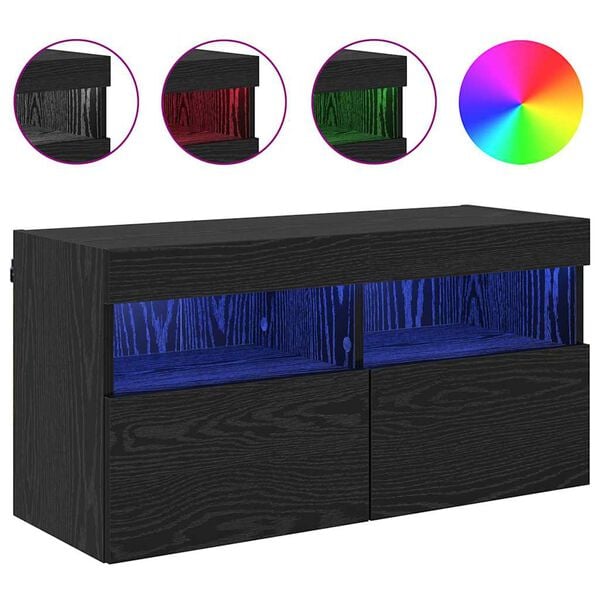 vidaXL TV-Wandschrank Schwarz Eichen-Optik 80 x 30 x 40 cm