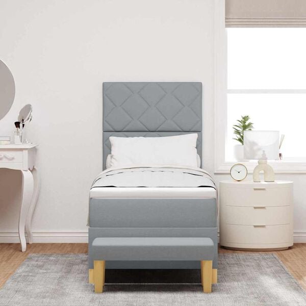 vidaXL Boxspringbett mit Matratze Hellgrau 80 x 200 cm Stoff
