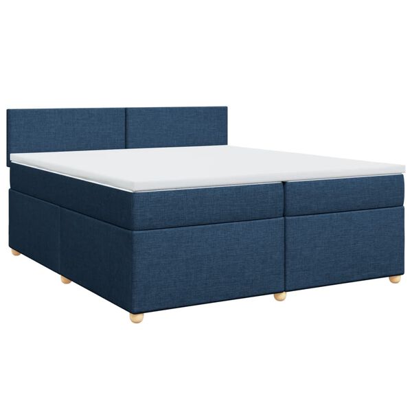 vidaXL Boxspringbett mit Matratze Blau 200x200 cm Stoff