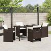 vidaXL Garten Essgruppe mit Kissen 5 pcs Braun Poly-Rattan