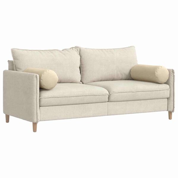 vidaXL Bolsterkissen 2 Stück Creme Ø 25 x 70 cm Stoff