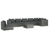vidaXL 8-tlg. Garten-Lounge-Set mit Kissen Poly Rattan Grau