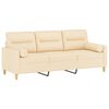 vidaXL 3-Sitzer-Sofa mit Kissen Creme 180 cm Stoff