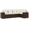 vidaXL 5-tlg. Garten-Sofagarnitur mit Kissen Braun Poly Rattan