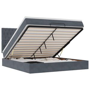vidaXL Ottoman-Bett mit Matratzen & LEDs Dunkelgrau 160x200 cm Samt