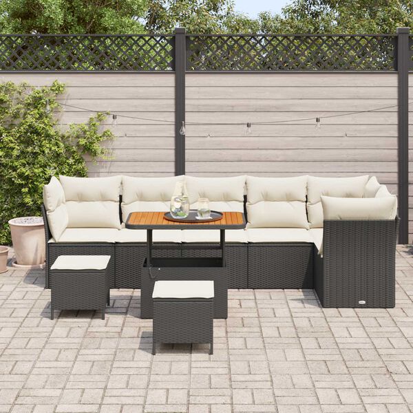 vidaXL Gartensofa-set 9 pcs Schwarz Poly-Rattan