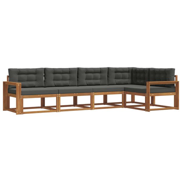 vidaXL Outdoor-Sofagarnitur mit Kissen 5 pcs Natur und Anthrazit