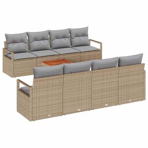 vidaXL Gartensofa-set 9 pcs Beige und Hellgrau Poly-Rattan
