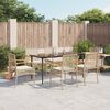 vidaXL 7-tlg. Garten-Essgruppe mit Kissen Beige Poly Rattan