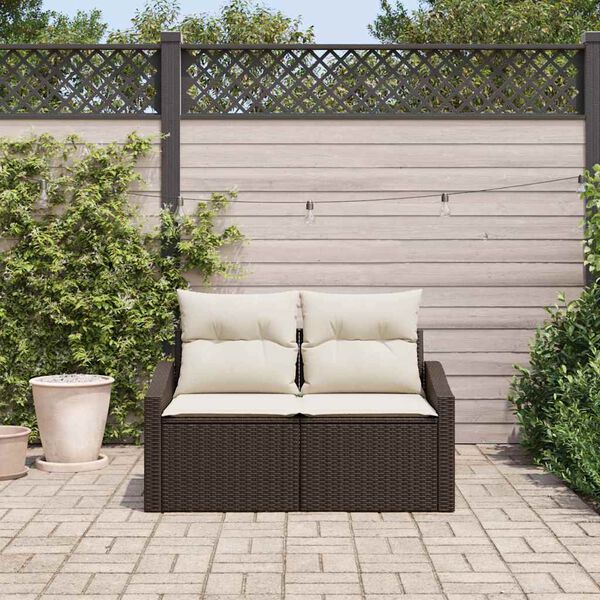 vidaXL Garten-Sofa mit Kissen 123 x 62 x 69 cm Poly-Rattan