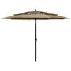 vidaXL Sonnenschirm mit Aluminium-Mast 3-lagig Taupe 3 m