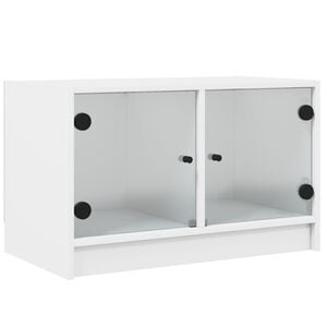 vidaXL TV-Schrank mit Glast&uuml;ren Wei&szlig; 68x37x42 cm
