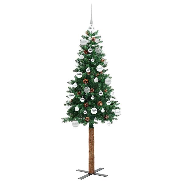 vidaXL Schlanker Weihnachtsbaum mit 150 LEDs mit St&auml;nder Gr&uuml;n 150 cm