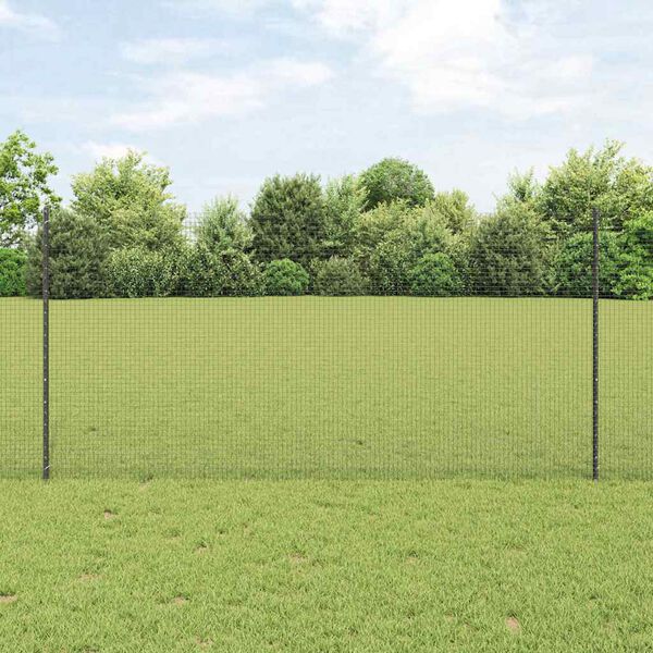 vidaXL Zaun mit Pfosten Grau 1,2 x 25 m Stahl und PVC