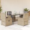 vidaXL 5-tlg. Garten-Essgruppe mit Kissen Beige Poly Rattan