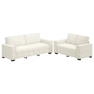 vidaXL 2-tlg. Sofagarnitur mit Kissen Creme Samt