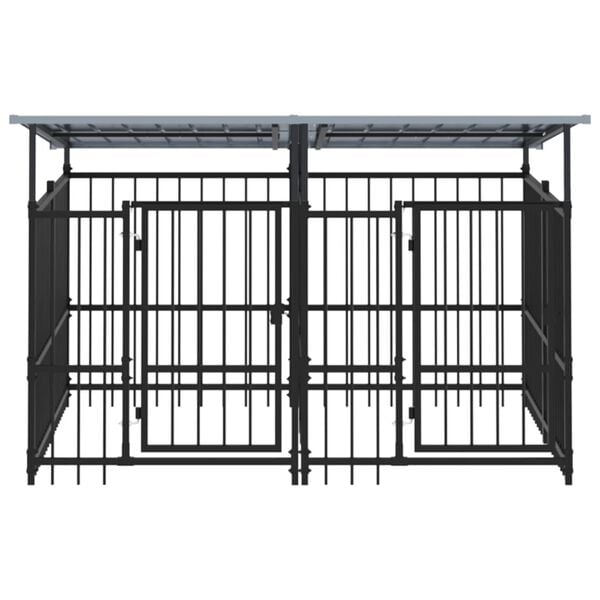 vidaXL Outdoor-Hundezwinger mit Dach Stahl 3,75 m&sup2;