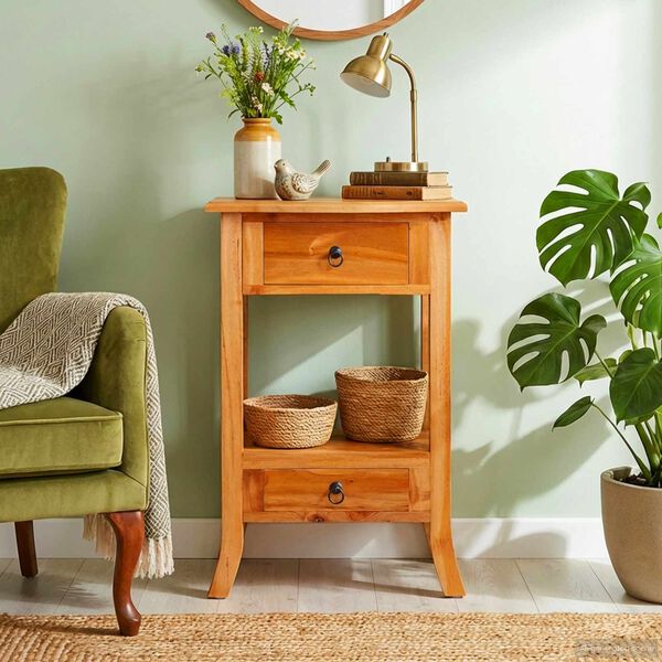 vidaXL Konsolentisch Natur 50,5 x 30 x 75,5 cm Massives Mahagoni Holz