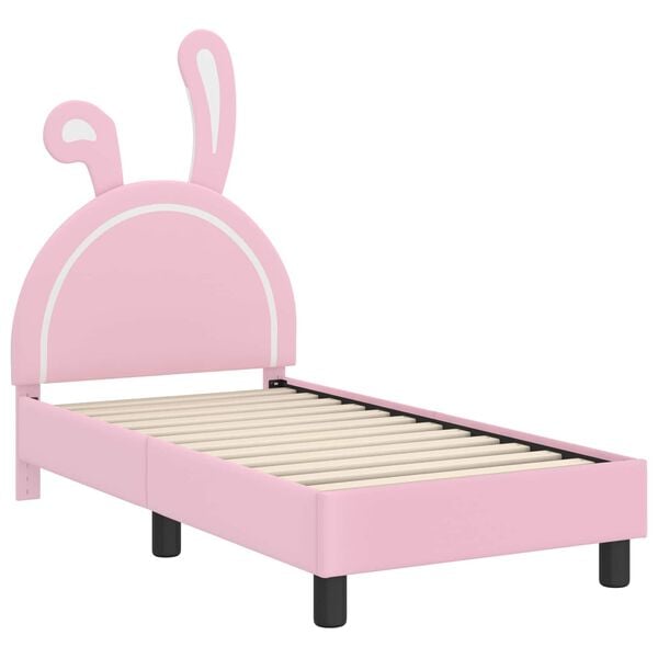 vidaXL Kinderbettgestell mit Kopfteil mit Kopfteil Rosa 70 x 140 cm PU