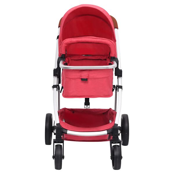 vidaXL 3-in-1-Kinderwagen Rot Aluminium