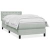 vidaXL Boxspringbett mit Matratze Hellgrau 90x220 cm Samt
