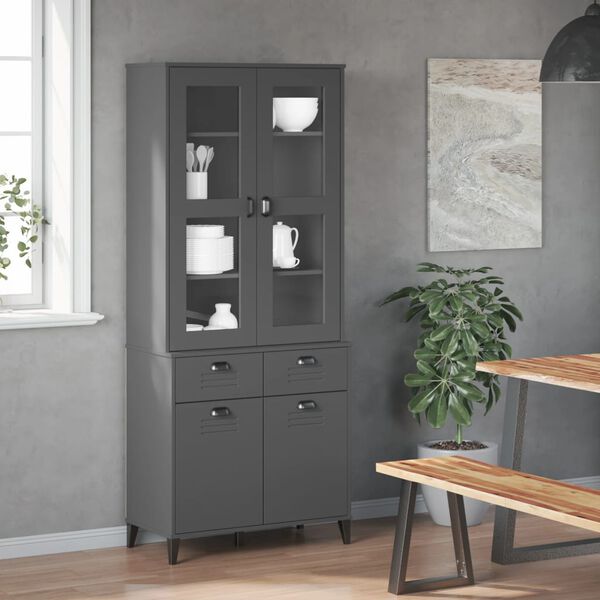 vidaXL Highboard VIKEN Anthrazit 80x40x190 cm Massivholz Kiefer