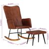 vidaXL Schaukelstuhl mit Fu&szlig;hocker Braun Echtleder