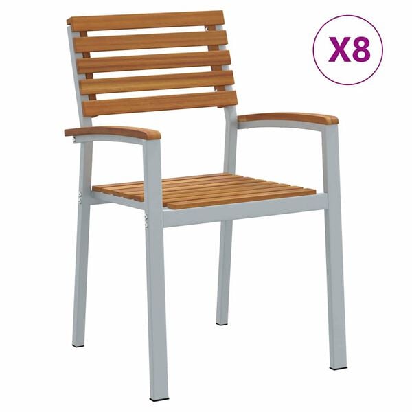 vidaXL Gartenstuhl 8 pcs Braun 56 x 57 x 87 cm Massivholz Akazie