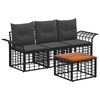 vidaXL Outdoor-Sofagarnitur 4 pcs Schwarz und Dunkelgrau Polyester