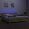 vidaXL Boxspringbett mit Matratze & LED Gr&uuml;n 200x200 cm Stoff