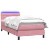 vidaXL Boxspringbett mit Matratze & LED Rosa 90x210 cm Samt