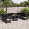 vidaXL Garten-Sofa-Set mit Speicher 11 pcs Schwarz Poly Rattan