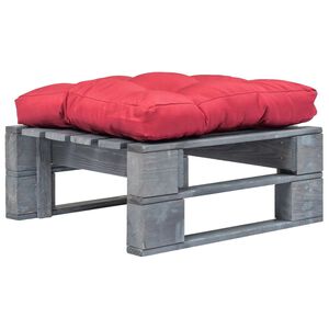vidaXL Outdoor-Ottomane Paletten mit Kissen in Rot Holz Grau