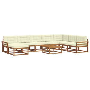 vidaXL Outdoor-Sofagarnitur mit Kissen 9 pcs Natur und Creme