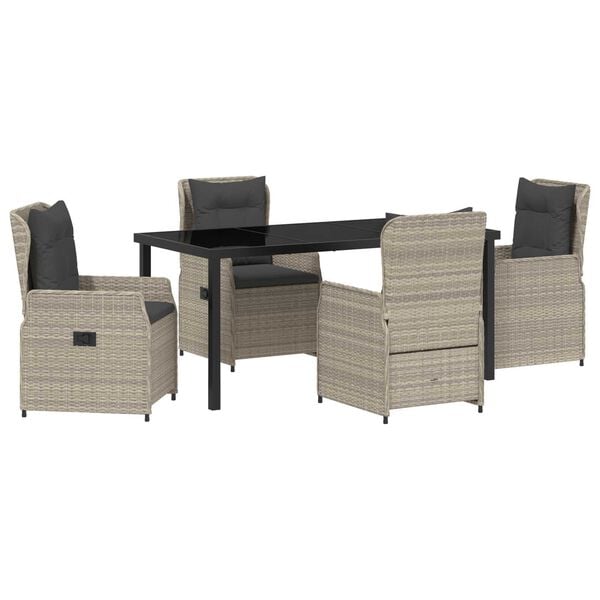 vidaXL Garten Essgruppe 5 pcs Hellgrau Poly-Rattan