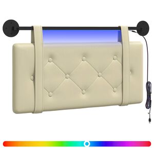 vidaXL H&auml;ngendes Kopfteil Mit LED Licht Creme Kunstleder