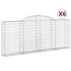 vidaXL Gabionen mit Hochbogen 6 Stk. 300x30x120/140cm Verzinktes Eisen