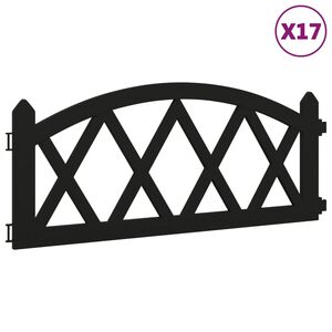 vidaXL Rasenkanten 17 Stk. Schwarz 10 m PP