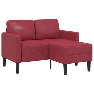 vidaXL 2-Sitzer-Sofa mit Chaiselongue L-Form Weinrot 125 cm Kunstleder