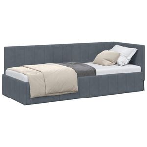 vidaXL Eckbettgestell mit Kopfteil Dunkelgrau 80 cm x 200 cm Samt