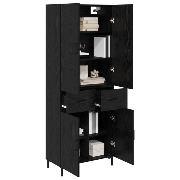 vidaXL Highboard Schwarz Eichen-Optik 69,5 x 34 x 180 cm Holzwerkstoff