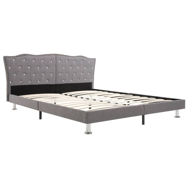 vidaXL Bett mit Memory-Schaum-Matratze Hellgrau Stoff 160&times;200 cm