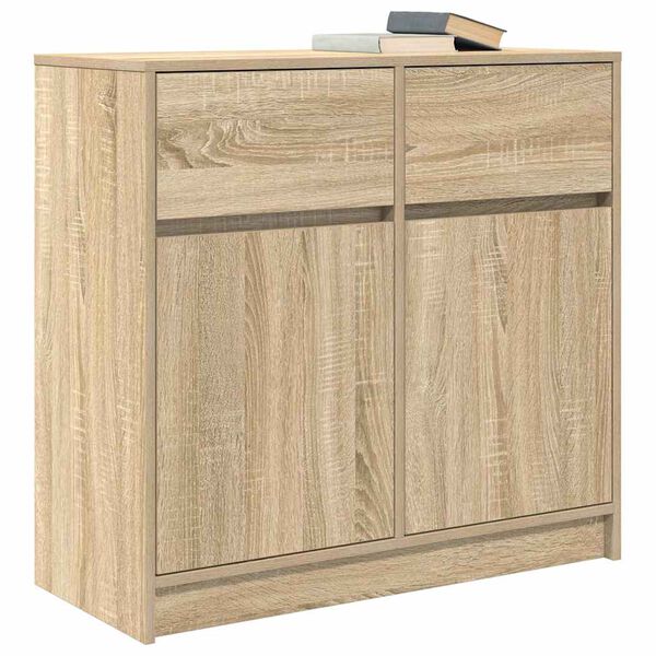 vidaXL Sideboard mit Schublade Sonoma-Eiche 80x34x76 cm Holzwerkstoff