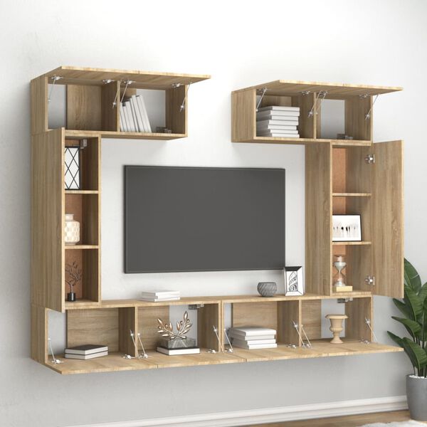 vidaXL 6-tlg. TV-Schrank-Set Sonoma-Eiche Holzwerkstoff