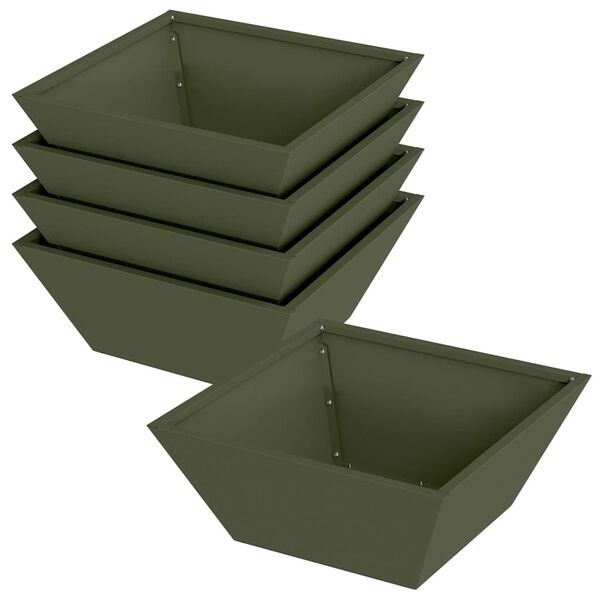 vidaXL Garten-Pflanzgef&auml;&szlig; 5 pcs Olive Gr&uuml;n 40 x 40 x 15 cm